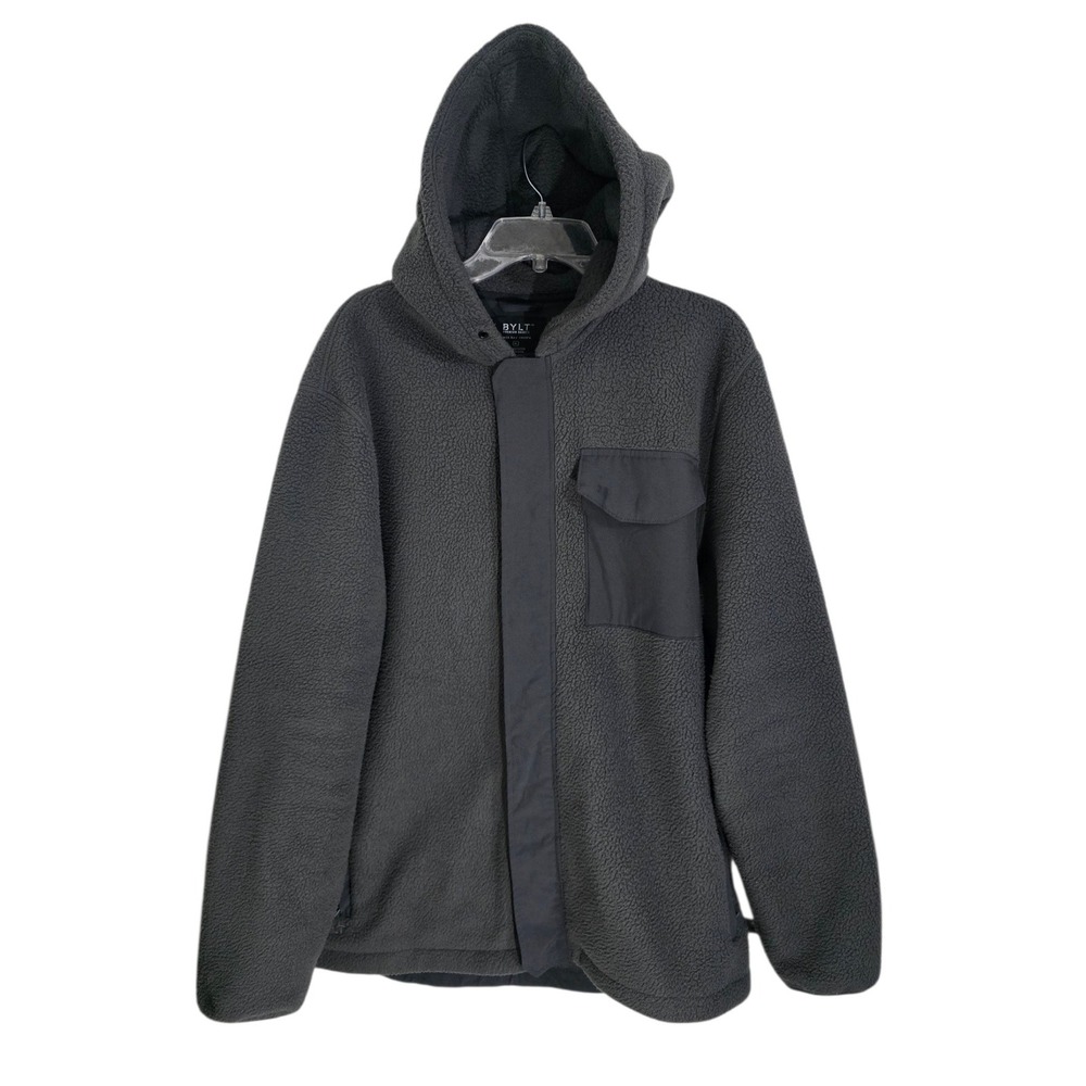 BYLT Premium Basics Back Bay Sherpa Full Zip Jacket Mens XL Charcoal Gray Fleece